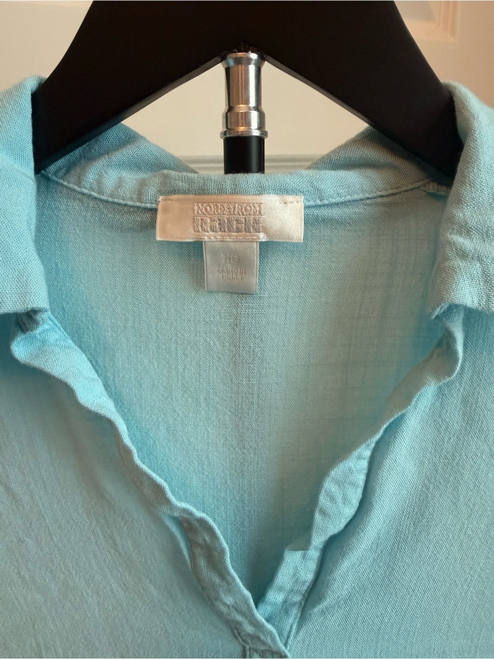 Nordstrom Rack Lightweight Aqua Linen V-Neck Shirt/ Beach Cover
